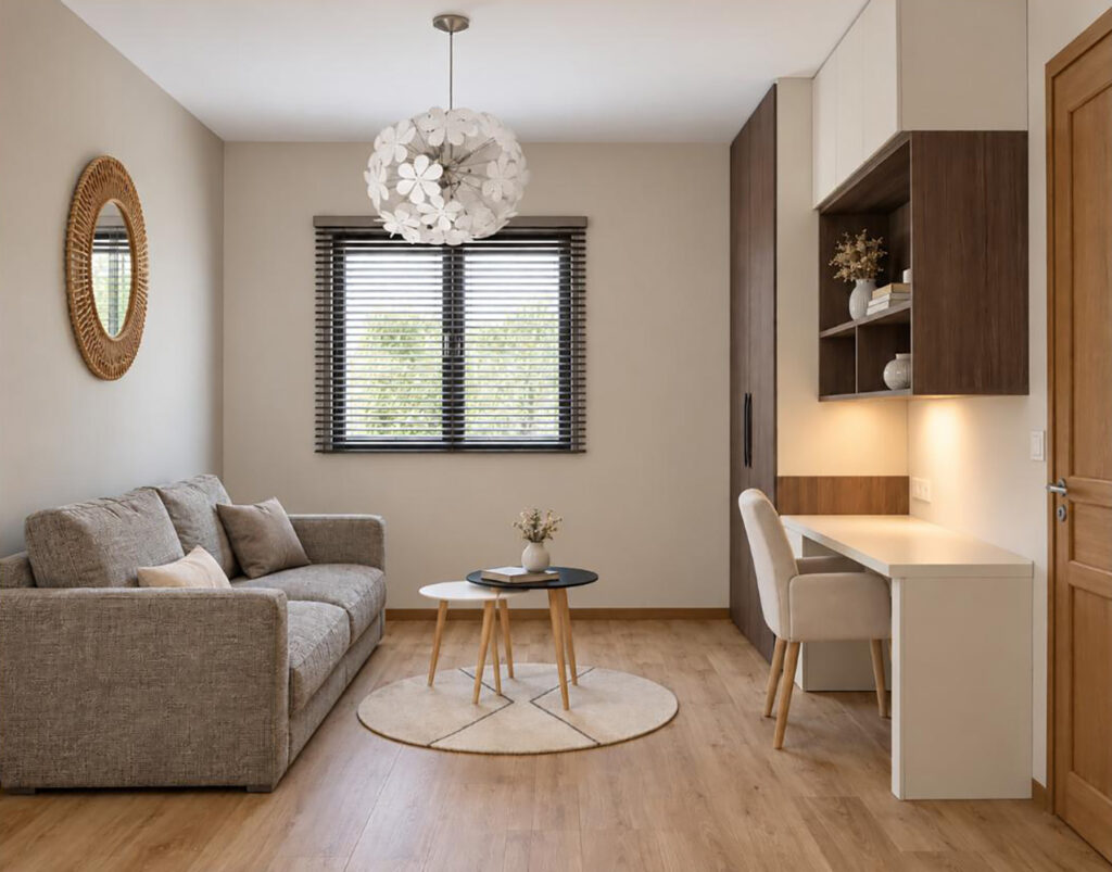 Aménagement d’un espace multifonction : bureau & chambre d’appoint MG CONCEPT